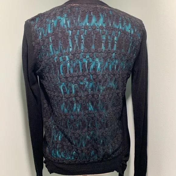 TCEC Black Open Cardigan Lacey lightweight See Through Back Size Large - Picture 4 of 6